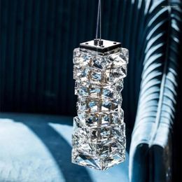 Lampes suspendues IWP Chrome Cristal Lampe Luxueuse Suspension Lumière Décoration Intérieure LED Brillant Salon Chambre Fond