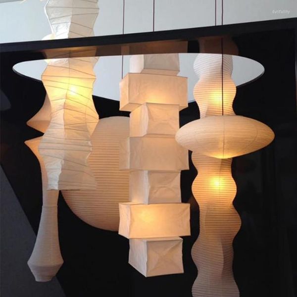 Lámparas colgantes Janpanese Akari Lámpara de papel de arroz Moderna Noguchi Yong Sala de estar Dormitorio Esquina Luz de diseñador