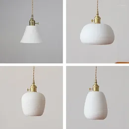 Pendants lampes en céramique japonais lustre en laiton nordique CAP avec commutateur Homestay Restaurant Bar Study Brokroom Simple Ins Light
