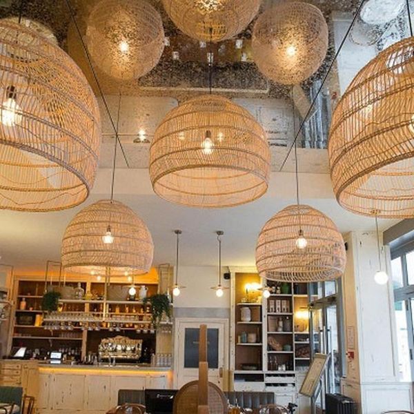 Lampes suspendues Restaurant en rotin japonais Lustre Bar en bambou Salon de thé Famille d'accueil Années rurales Décor à la maison Lumières Lampe Lanternes