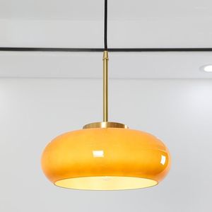 Hanglampen Japanse stille glazen lamp Noordse ontwerper Bauhaus hangende verlichte armatuur restaurant bar messing middeleeuws eiland