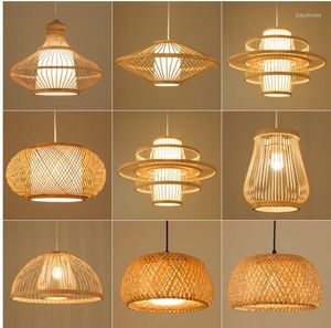 Lampes suspendues style japonais bambou rétro luminaires suspendus en osier salon El Restaurant allée lampe décor