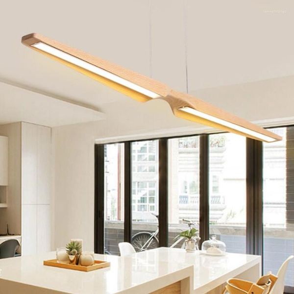 Lampes suspendues Style japonais Loft créatif salle à manger lumière Art concis en bois suspendu concepteur lumières Led