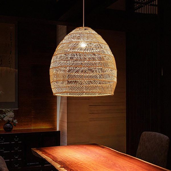 Lampes suspendues Style japonais LED rétro lustre jardin rotin abat-jour restaurant magasin de vêtements Zen salon de thé éclairage décoratifpendentif