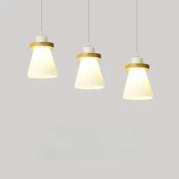 Hanglampen Japanse stijl logkroonluchter Restaurant Driekoppig massief houten lichten Scandinavische minimalistische slaapkamer Nachtkastje Klein