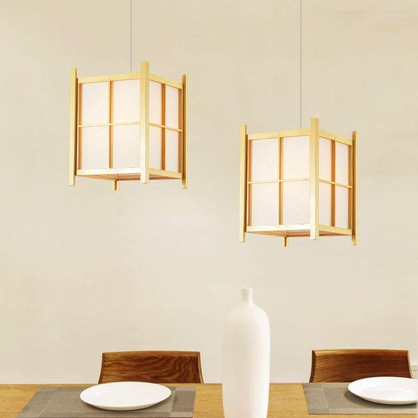 Lampes suspendues Style japonais Chambre Auberge BB Tea House Tatami Bois Lustre en peau de mouton Sushi Restaurant