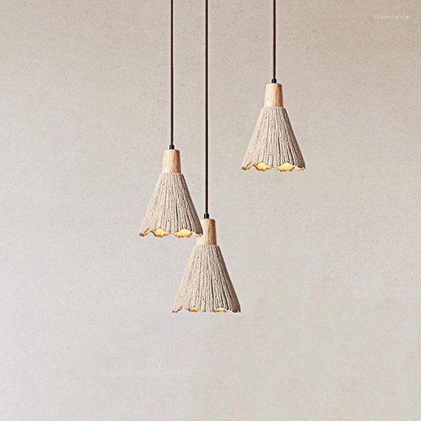 Lámparas colgantes Japonés Wabi Sabi Creative Homestay Studio Luces colgantes Nordic Minimalist Restaurant Dormitorio Micro Cement Led Lámpara de techo