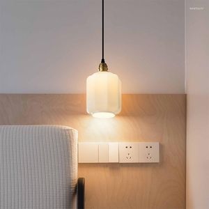 Lámparas colgantes de cristal de jade blanco japonés, iluminación moderna y sencilla para dormitorio, luces colgantes para restaurante, casa de té, estudio