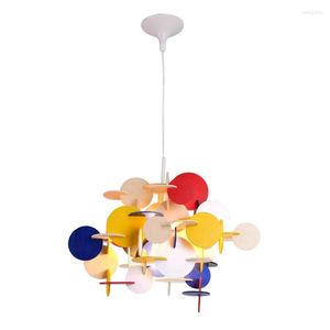 Lampes suspendues JW nordique moderne créatif bricolage lampe couleur lumière en bois massif pour salon chambre Restaurant éclairage à la maison décor