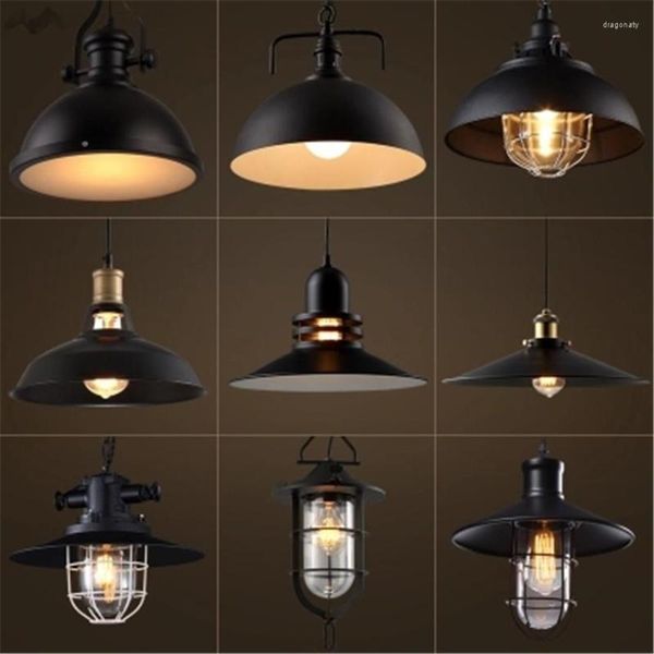 Lámparas colgantes JW_Lámpara colgante Pueblo americano Vintage Hierro ligero Estilo industrial Iluminación artística Loft Comedor Estudio Dormitorio