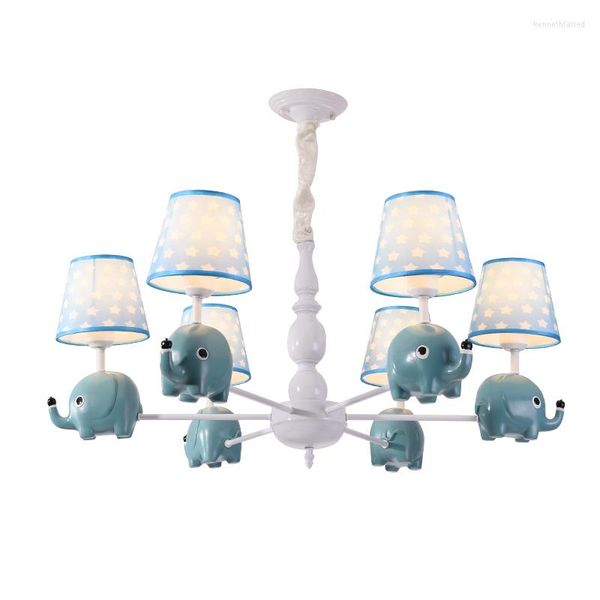 Lampes suspendues Enfants Chambre Décor Lustres Lustre Suspension Plafonnier Moderne Bleu Éléphant Rêve Fille Garçon LED Lumières Pour Chambre Luces