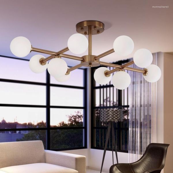 Lampes suspendues L61-Nordique Moderne Minimaliste Fer Forgé Lustres En Verre Chambre Chaude Personnalisé Créatif Salle À Manger Plafond