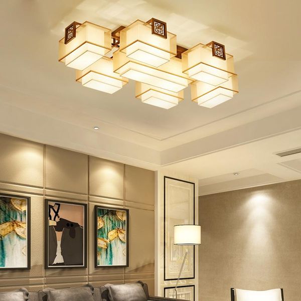 Lámparas colgantes Lámpara en la sala de estar Luz del vestíbulo Estilo chino Tres dormitorios Dos habitaciones Colgante rectangular simple