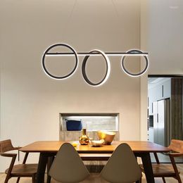 Lampes suspendues Lampe LED moderne Art déco lustre salle à manger chambre salon cercle noir plafond cuisine île éclairage