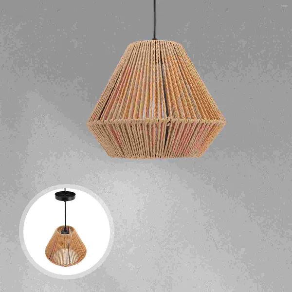 Lampes suspendues Abat-jour Lumière Tissé Plafond Weave Shades Luminaire Lustre Suspendu Rotin Ferme Tambour Rustique Coastal Beach Desk