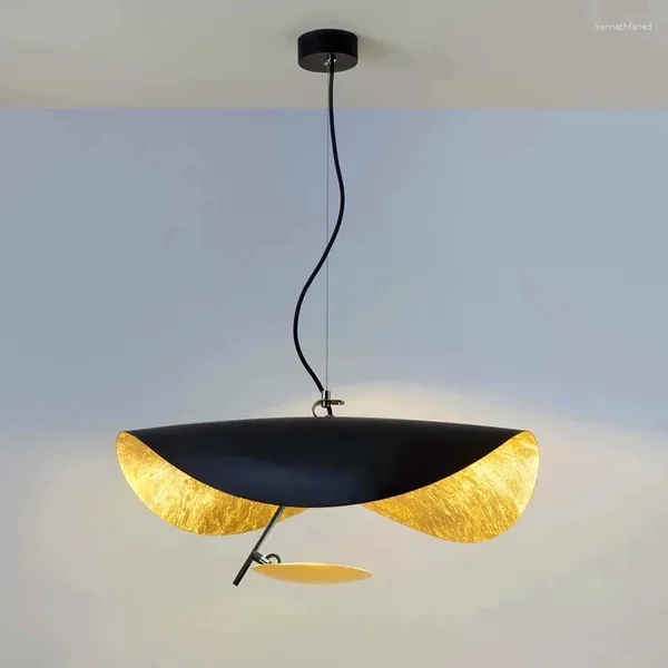 Lámparas colgantes Lámpara de hoja Araña de cobre Creativa Pequeña cabecera Sala de estar Comedor Bar Mesa Cocina Isla Linternas Luz LED DQ33VX