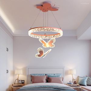 Hanglampen Led Kunst Kroonluchter Lamp Licht Kinderkamer Nordic Warm en Romantisch Meisje Slaapkamer Prinses Vlinder Luxe Ins