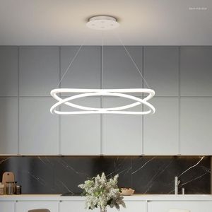 Hanglampen LED-plafondkroonluchters voor woonkamer slaapkamer eetkamer keuken moderne eenvoudige witte ringontwerp hanglampen