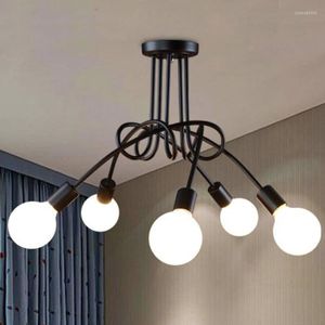 Pendant Lamps LED Chandelier Bedroom Lamp Wrought Iron Light 3/5Heads Ceiling Fixtures Living Room Home Lighting Decoration