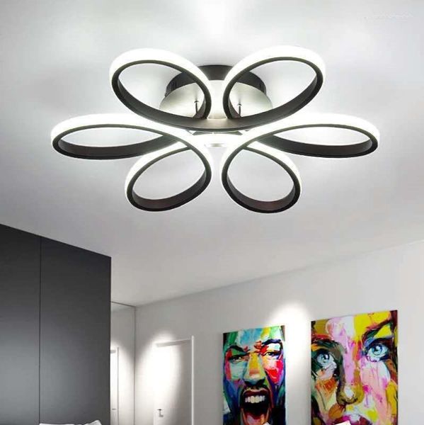 Lampes suspendues LED lustre plafonniers télécommande pour salon chambre 56W 76W 92W aluminium Boby intérieur plafond lampe affleurante