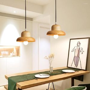 Lampes suspendues LED lustres éclairages nordique moderne en bois massif chambre pendentif restaurant bar table de chevet journal décor à la maison plafonniers