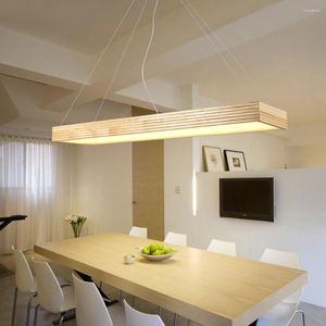 Lampes suspendues LED maison rectangulaire Restaurant lustre lampe nordique moderne minimaliste bande barre lumineuse MZ141 LM01081030