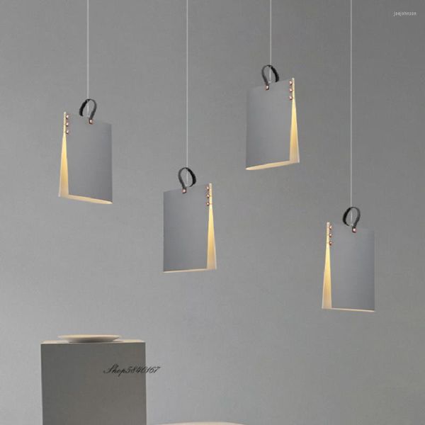 Lampes suspendues lampe à LED moderne dossier créatif livre fer blanc suspendu pour salon décoration lumière