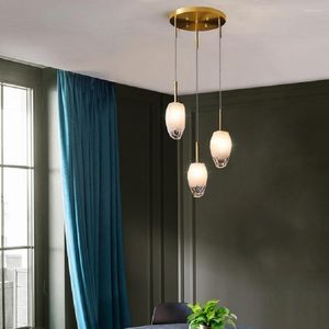Lampes suspendues Lampe à LED Moderne Salle à manger Abat-jour en verre Cristal Lumières Chambre Chevet Salon Lustre Escaliers