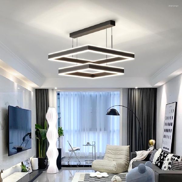 Lampes suspendues Lampe à LED Nordic Creative Living Room Lights Simple Luxury Square Up And Down Luminous Hall Main