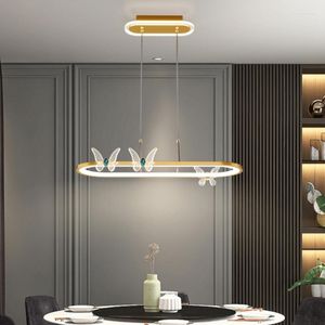 Hanglampen LED-lamp Nordic Modern Luxe Simple Strip Butterfly Crystal Dining Room Designer Art Bar Hang