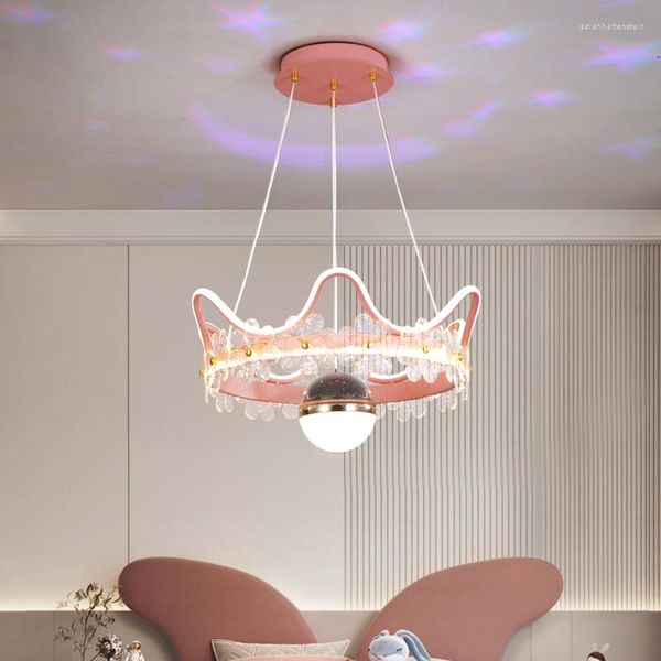 Lampes suspendues LED lumières pour salle à manger enfants étude cuisine rose blanc couleur luminaire intérieur Dimmable avec télécommande