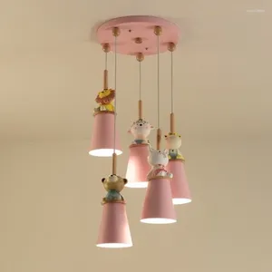 Lámparas colgantes Luces LED para habitación de niños Lámpara rosa para niños Accesorio de iluminación de dibujos animados Luminaria colgante para niñas Lustre para bebés