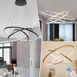 Lámparas colgantes Luces Led Diseño moderno para sala de estar Suspensión Dormitorio Decoración para el hogar Anillo Lámpara colgante Cocina Lustre Accesorio