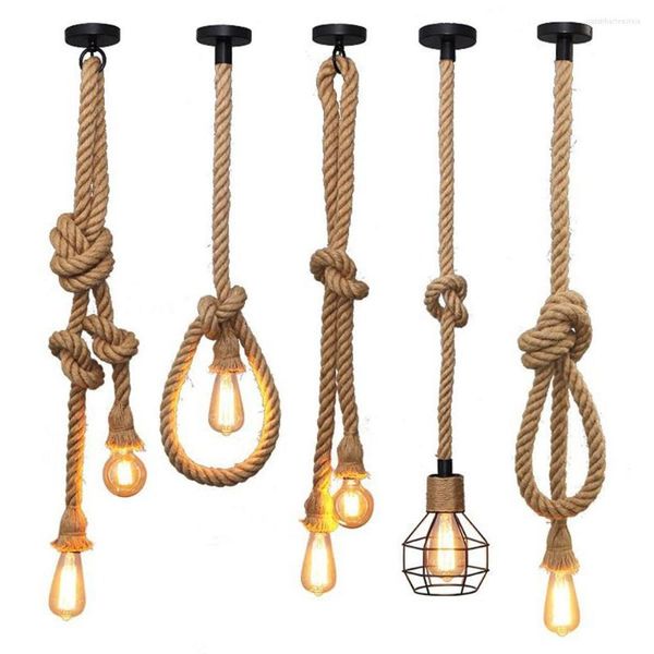 LEDS PRENDANT LED LEDS NORDIC RETRO ROPE LAMPE INDOOR PROSITION LEMPLATION DU BALBE E27 REMPLACABLE POUR LA CHAUPITY CHAMBRE