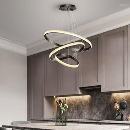 Lampade a sospensione Led Soggiorno Sala da pranzo Lampadario Lampada d'atmosfera Moderna semplice luce Anello di lusso Apparecchi di illuminazione per interni