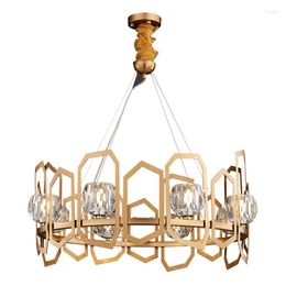 Lampes Suspendues LED Moderne Boule De Cristal Ronde Dorée Rétro Lustre Suspendu Luminaire Suspension Lampen Lustre Luminaire Salon