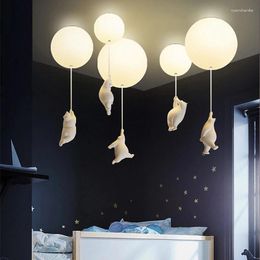 Lámparas colgantes LED Oso polar Kidroom Light Techo Araña Decoración creativa Iluminación para el tema familiar El Kid Lámpara de dormitorio para niños