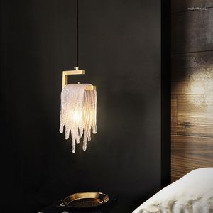 Lampes suspendues lumière lampe à Led Art lustre chevet chambre de luxe simple tête Restaurant post-moderne Table à manger petit