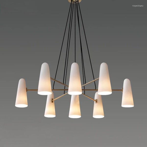 Lampes suspendues lumière luxe tout cuivre post-moderne minimaliste salon salle à manger étude chambre modèle Villa lustre