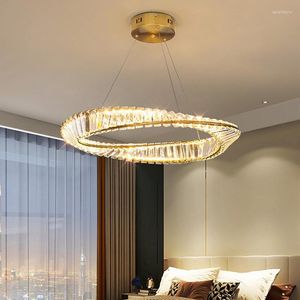 Lampes suspendues Lumière Art de luxe Spirale Cristal LED Lustre Postmoderne Salon Minimaliste Salle à manger Luminaires suspendus