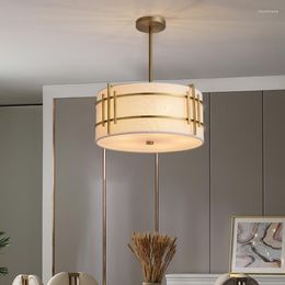 Lampes suspendues lumière luxe Style chinois lustre en cuivre nordique salon étude salle à manger chambre