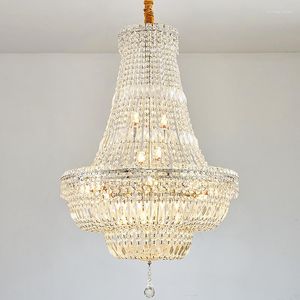 Lampes suspendues lumière luxe LED lustre cristal salon salle à manger européen haut de gamme argent éclairage