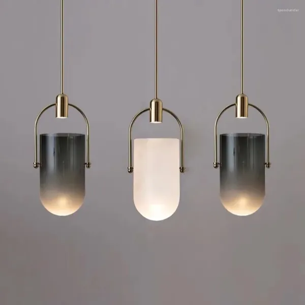 Lampes suspendues lumière-luxe nordique seau verre lumière simple créative salle à manger vêtements magasin décoration salon droplight