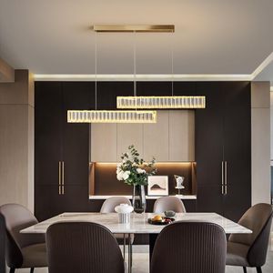 Hanglampen licht luxe restaurant moderne minimalistische eettafel bar teller lange persoonlijkheid creatief koper kristal kroonluchter