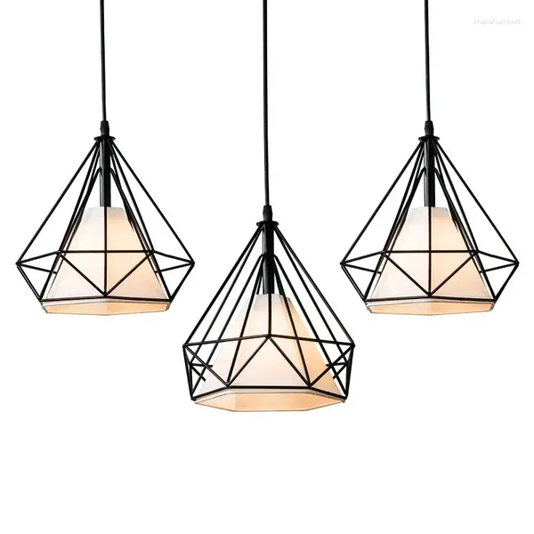 Lampes suspendues lumières pour salon Restaurant allée diamant fer Cage Art lampe cuisine suspendue WJ622