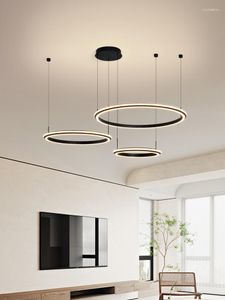 Lampes suspendues Salon Lustre Moderne Lumière Minimal Anneau De Luxe Restaurant Chambre Plafond