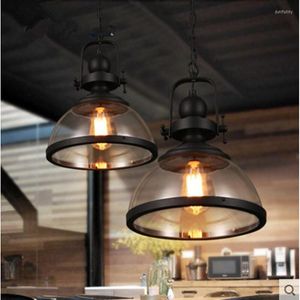 Lampes suspendues Loft Lustre industriel à tête unique Restaurant Bar Chaîne Lumières Café Noir Rétro Lampe En Verre E27 Usine En Gros