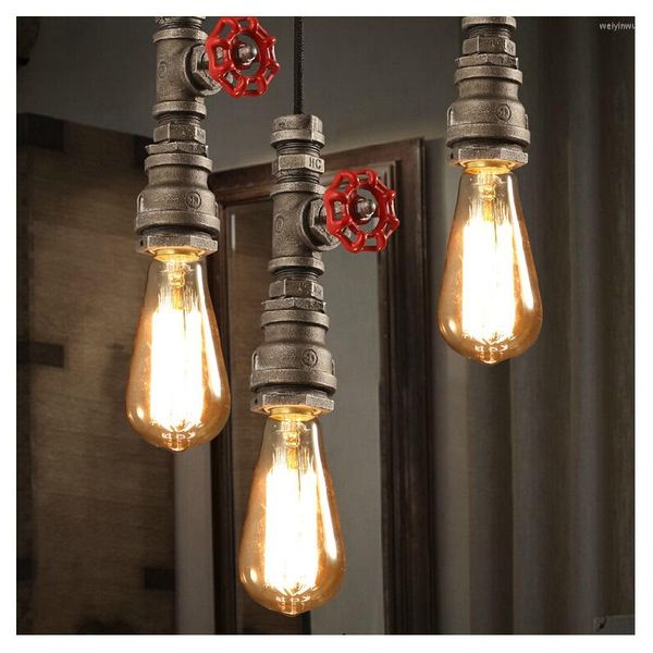 Lampes suspendues Loft Retro Industrial Iron Pipe Vintage Lamp Fixture