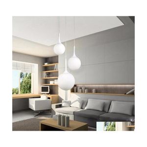 Hanglampen Loft Eenvoudige Melk Wit Glas Bal Licht Led E27 Moderne Hanglamp Met 6 Maat Voor Woonkamer Slaapkamer Lobby El Shop Dhkyj