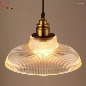 Lampes suspendues Loft Vintage verre lumières Dia 30 cm verre clair/ambre abat-jour industriel suspendu pour restaurant salle à manger